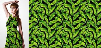 07011v Materiał ze wzorem egzotyczne zielone liście tropikalne